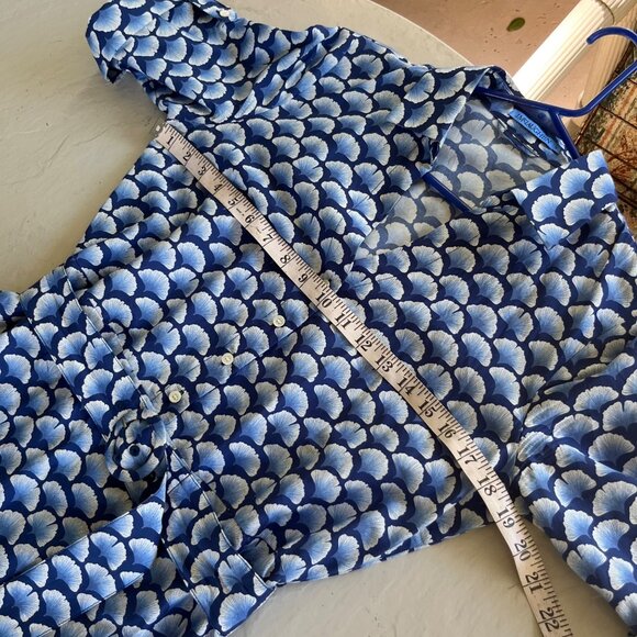 J. McLaughlin Janelle Gingko Print Silk Cotton Blend Tiered Dress Size S - Picture 8 of 9